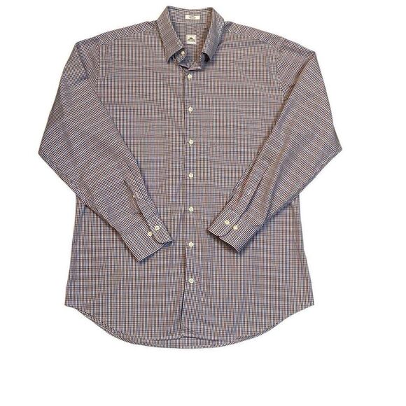 Peter Millar Blue Red Plaid Long Sleeve Button Down Dress Shirt Men Size Large - Picture 1 of 10